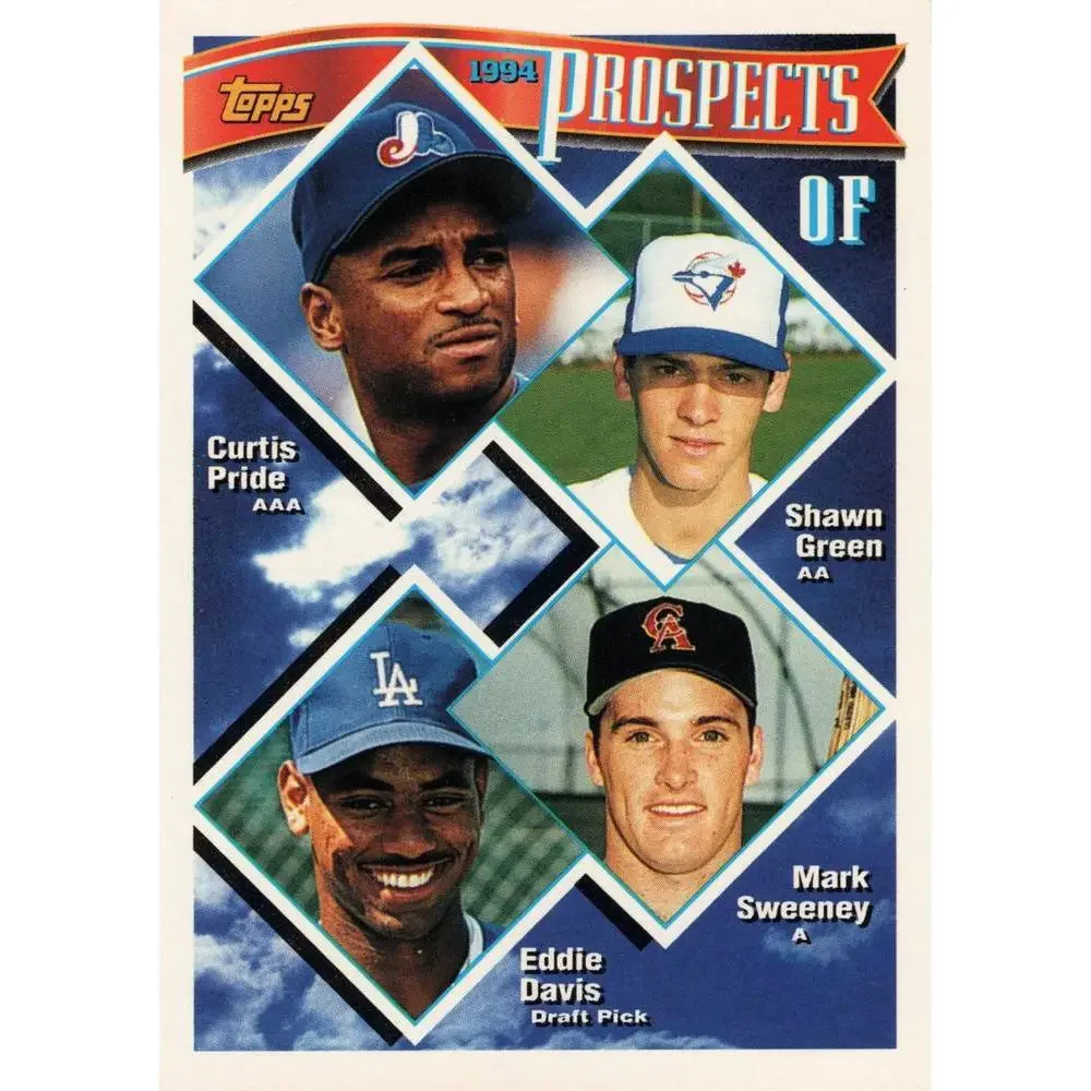1994 Topps OF Prospects #237 Curtis Pride / Shawn Green / Mark Sweeney / Eddie